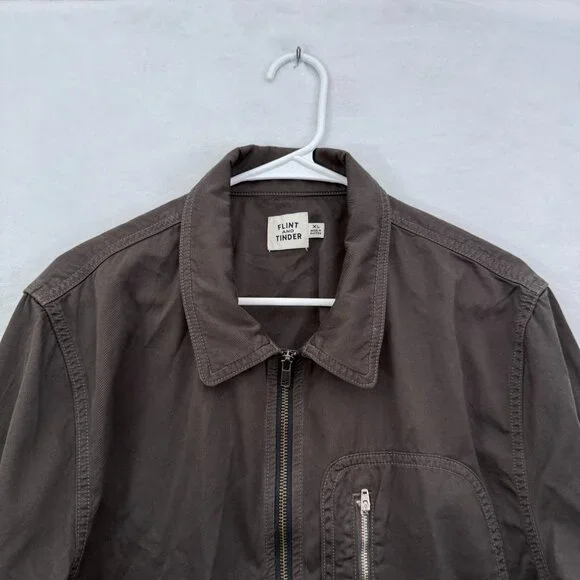 Flint And Tinder Flight Jacket Mens XL Green Olive Full Zip Lightweight Casual